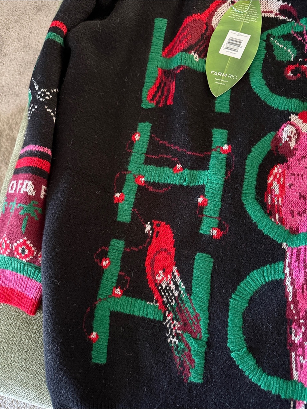 NWT FARM RIO Black Hohoho Knit Sweater, size XS - Picture 6 of 8